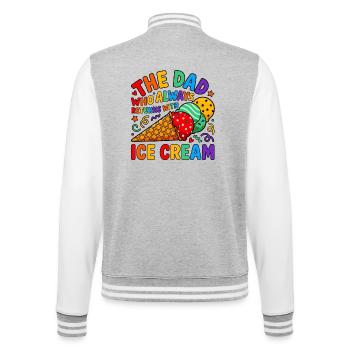 Vater kommt immer mit Eiscreme - College Sweat Jacket - heather grey/white - Back - Marisol (170cm)