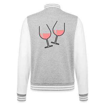 2 Roséweingläser Prosten Zu, Wein Bauchig Offen 2C - College-Sweatjacke - Grau meliert/Weiß - Hinten - Marisol (170cm)