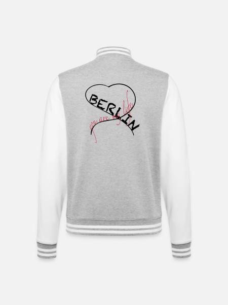 Berlin You Are My Life Heart Design - College-Sweatjacke - Grau meliert/Weiß