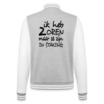 Ich habe 2 Ohren, aber sie streiken * - College-Sweatjacke - Grau meliert/Weiß - Hinten - Marisol (170cm)