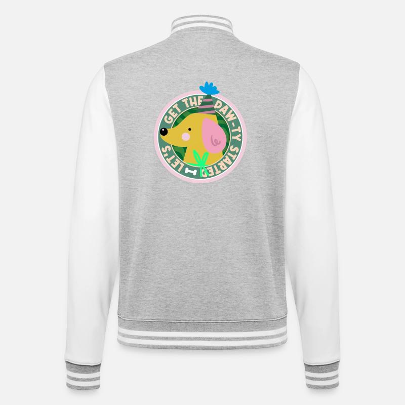Get the Paw-ty Started – Party Dog - College Sweat Jacket - heather grey/white
