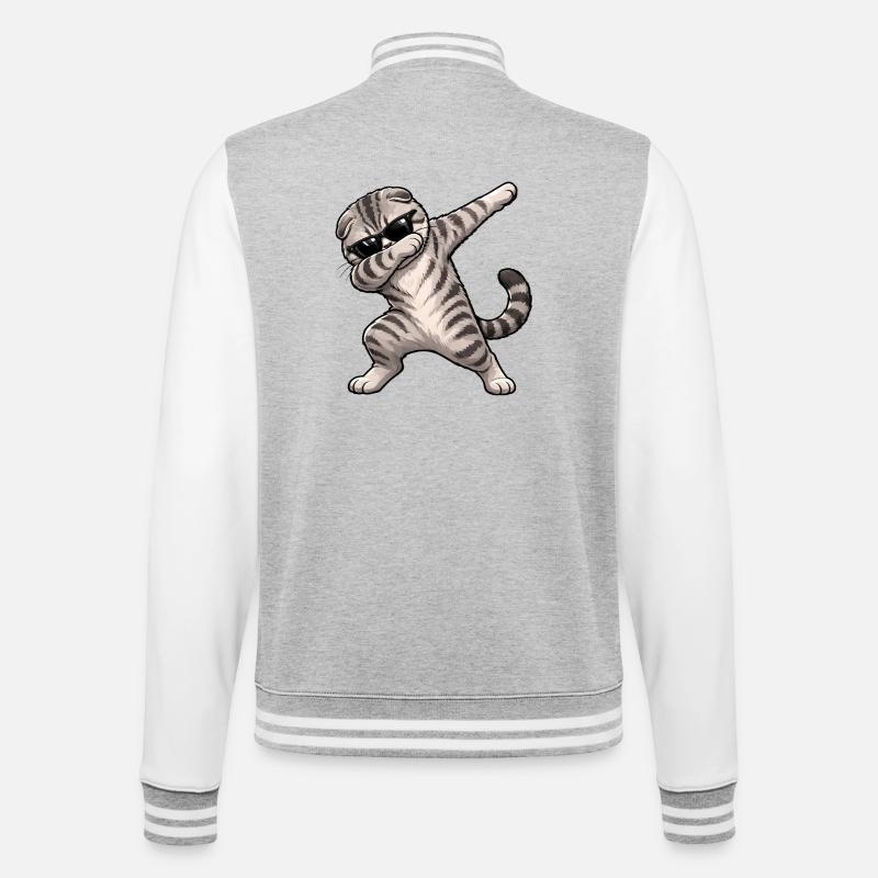 Tamponnage du Scottish Fold - Veste Teddy - gris chiné / blanc