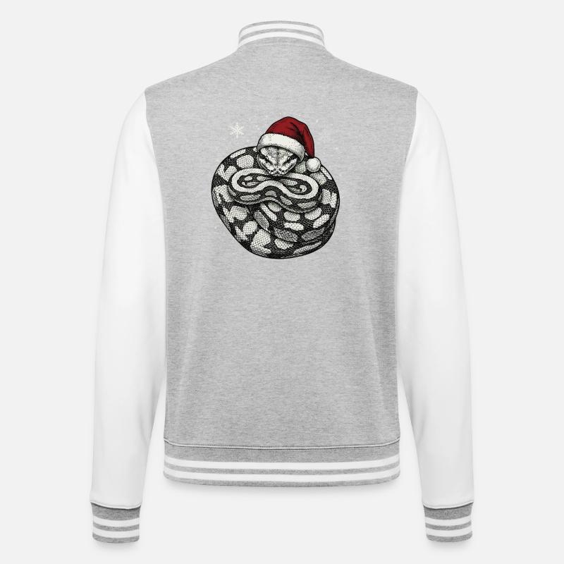 Königspython Weihnachten Ball Python Schlange - College-Sweatjacke - Grau meliert/Weiß