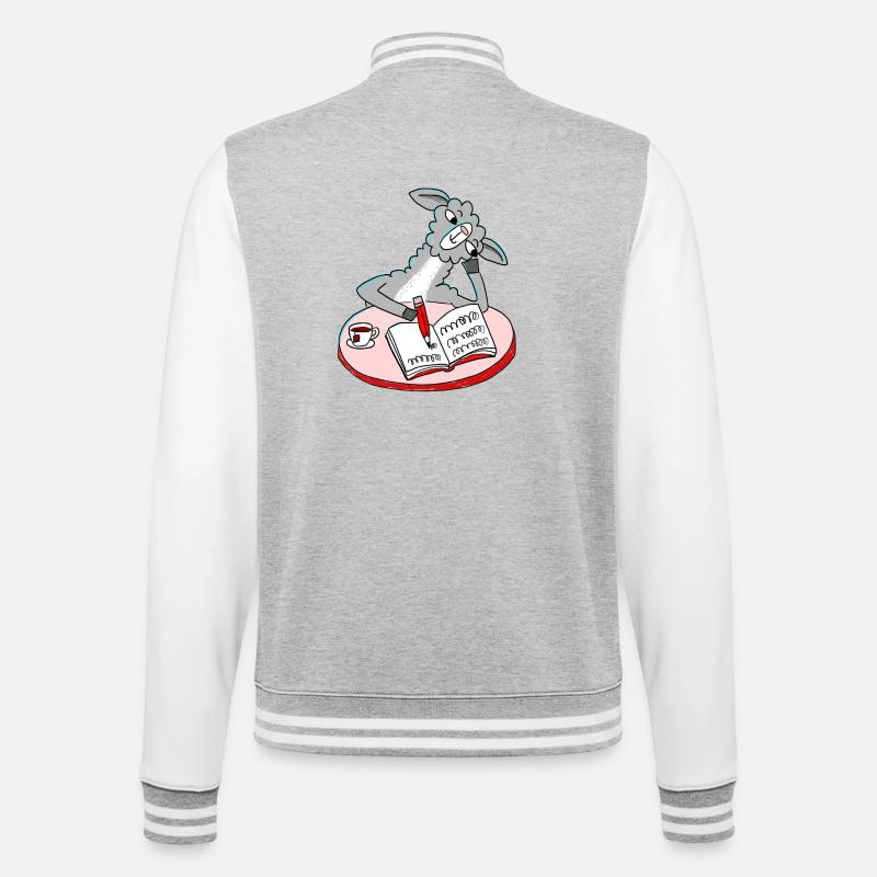 Lama écrit un journal - Veste Teddy - gris chiné / blanc