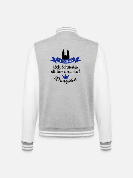 Kölner Karneval - College-Sweatjacke - Grau meliert/Weiß