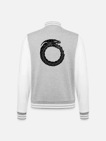 Devouring Black Dragon - College Sweat Jacket - heather grey/white