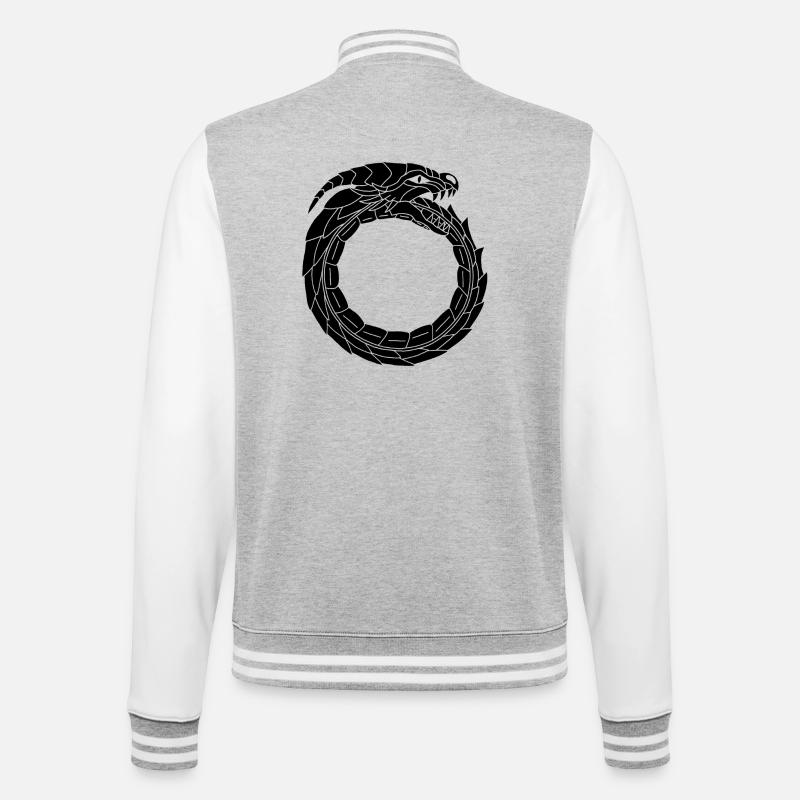 Verschlingender Schwarzer Drache - College-Sweatjacke - Grau meliert/Weiß