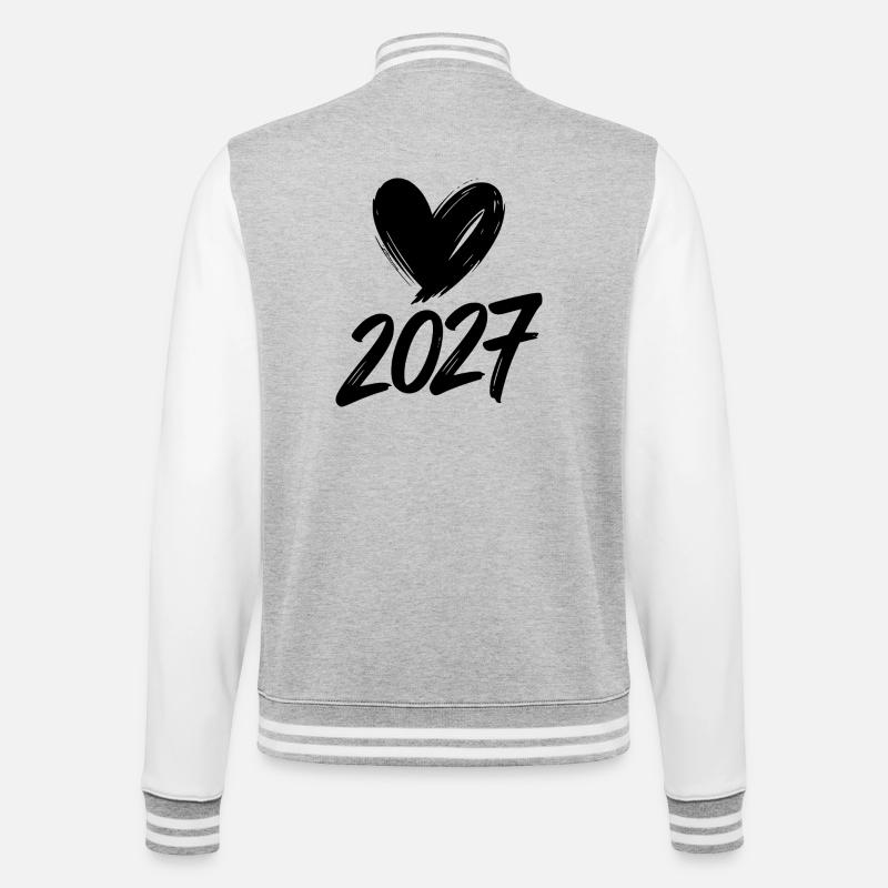 2027 Hjerte - College sweatjakke - grå meleret/hvid