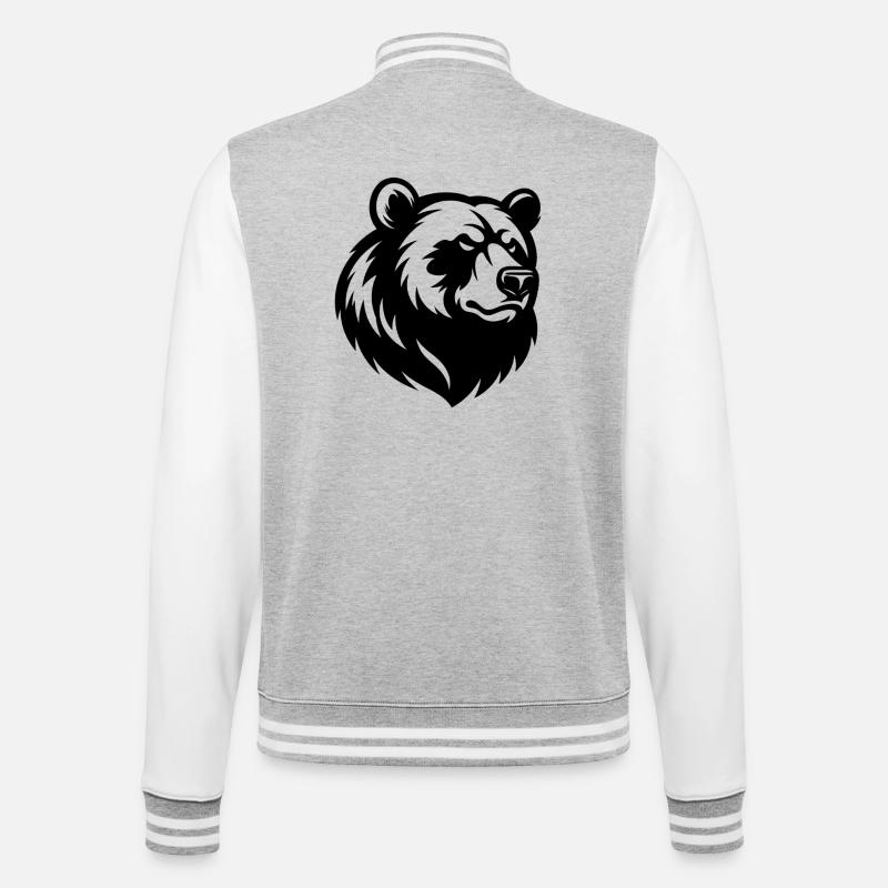 Angry Bear Head - College-Sweatjacke - Grau meliert/Weiß
