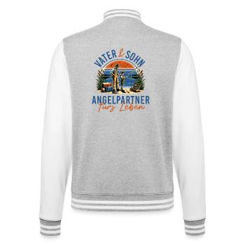 Vater und Sohn, Angelpartner fürs Leben - College-Sweatjacke - Grau meliert/Weiß - Hinten - Marisol (170cm)