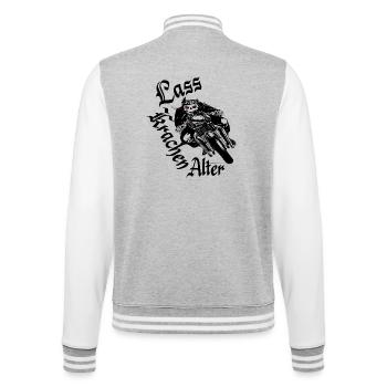Outlaw Biker - College-Sweatjacke - Grau meliert/Weiß - Hinten - Marisol (170cm)