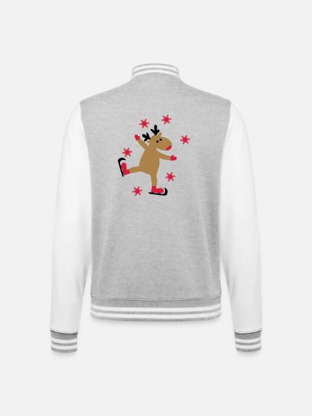 Funny moose for Christmas - College Sweat Jacket - heather grey/white