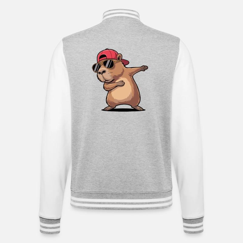 Cool Capybara Dabbing - College Sweat Jacket - heather grey/white