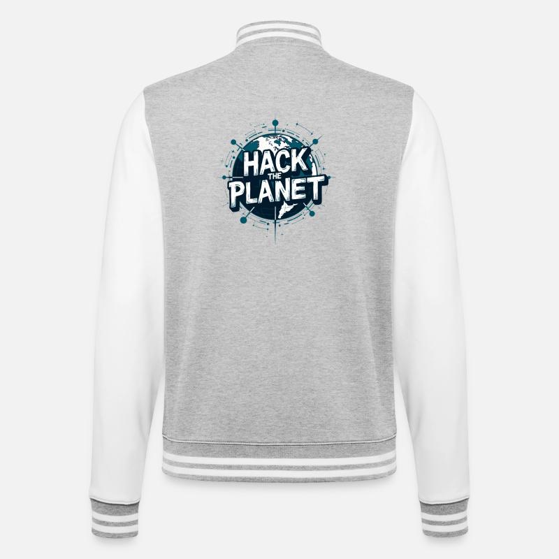 Motif du Globe Hack – Technologie Planétaire - Veste Teddy - gris chiné / blanc