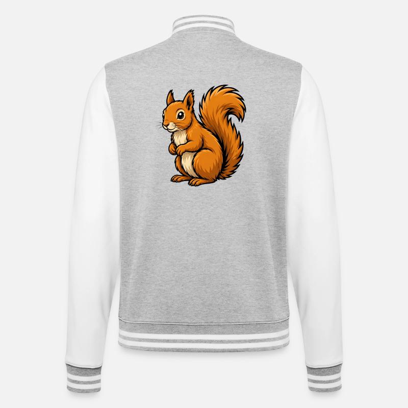 Rotes Eichhörnchen - College-Sweatjacke - Grau meliert/Weiß