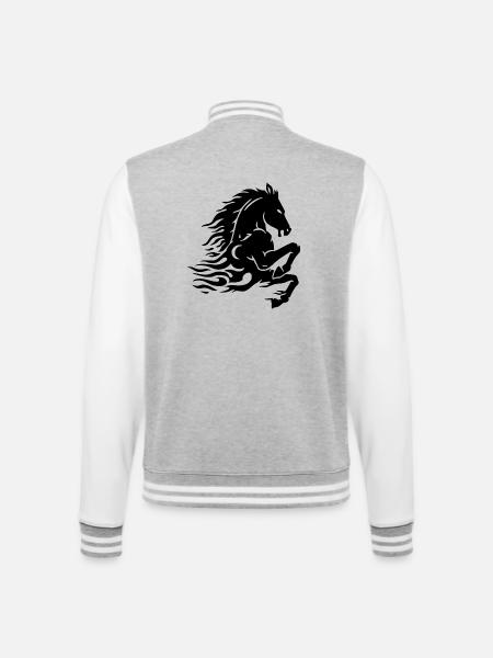 Cheval de feu (noir) - Veste Teddy - gris chiné / blanc