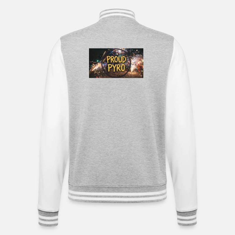 proud pyro! - College Sweat Jacket - heather grey/white