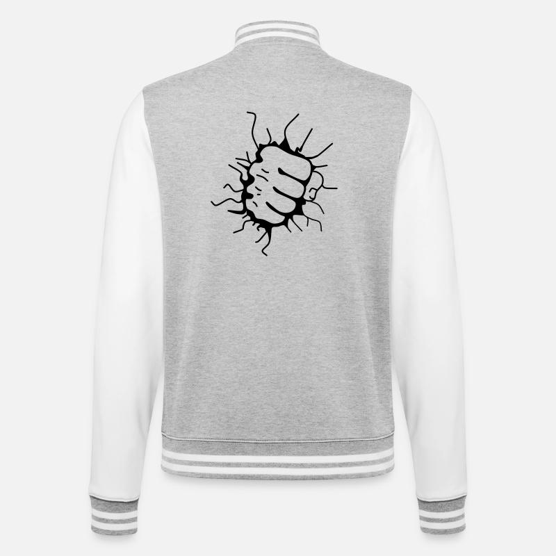 Faustschlag Faust Fäustling Punch - College-Sweatjacke - Grau meliert/Weiß