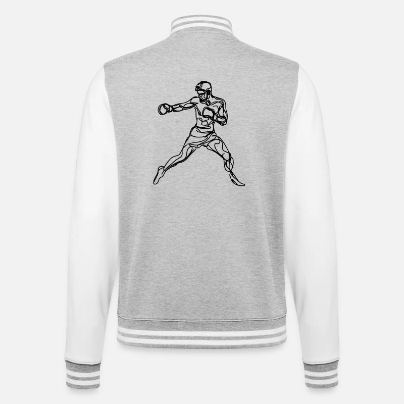 Boxen Zeichnung - College-Sweatjacke - Grau meliert/Weiß