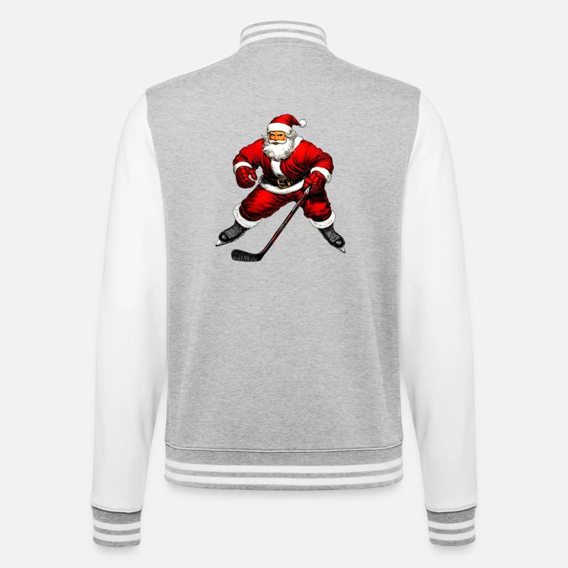 Weihnachten Eishockeyspieler - College-Sweatjacke - Grau meliert/Weiß