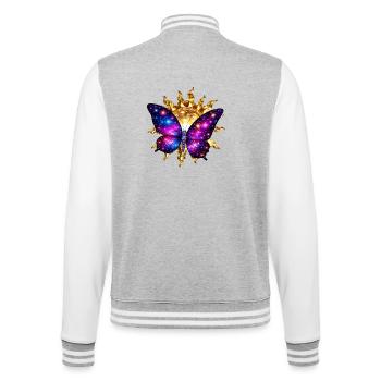 Welt der Sonne – Ewiges kosmisches Licht - College-Sweatjacke - Grau meliert/Weiß - Hinten - Marisol (170cm)