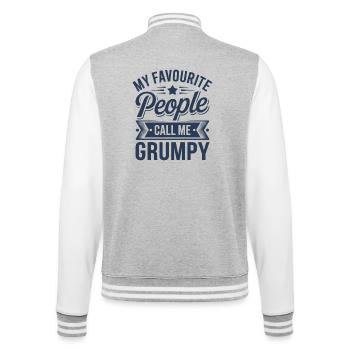 Mein Lieblingsvolk nennt mich Grumpy - College-Sweatjacke - Grau meliert/Weiß - Hinten - Marisol (170cm)