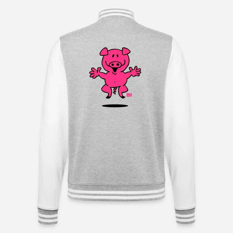 Ferkel - College-Sweatjacke - Grau meliert/Weiß