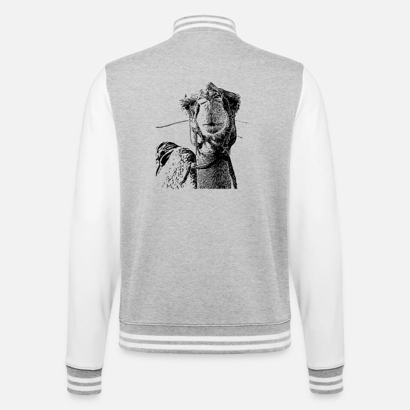 Kamel - College-Sweatjacke - Grau meliert/Weiß