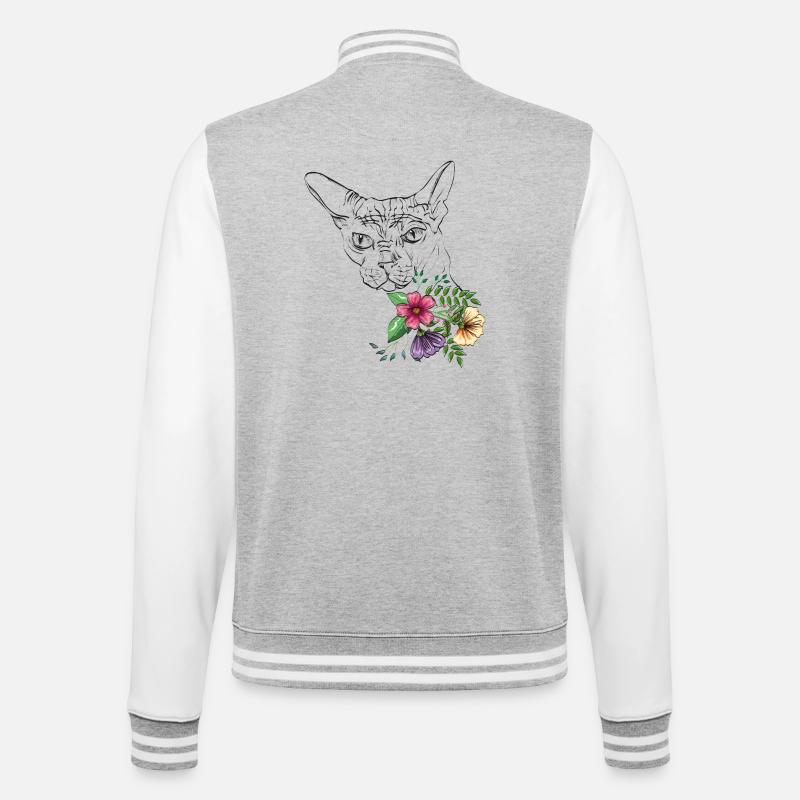 Chat avec des fleurs - Veste Teddy - gris chiné / blanc