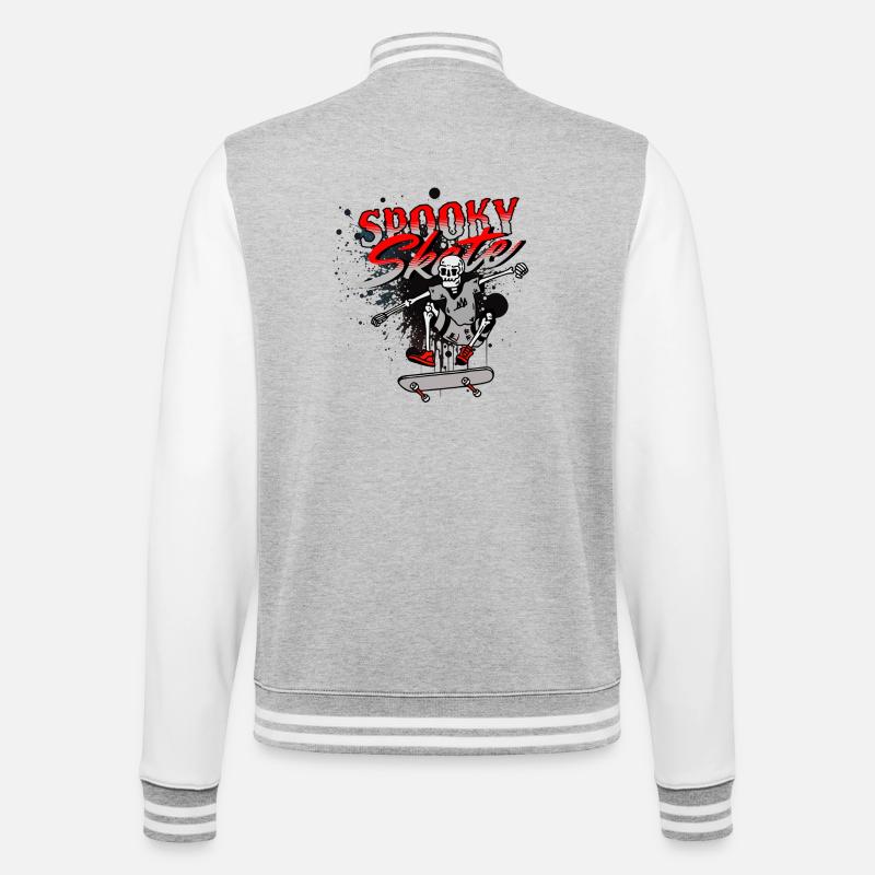 Skull Skateboard Graffiti Design - College-Sweatjacke - Grau meliert/Weiß