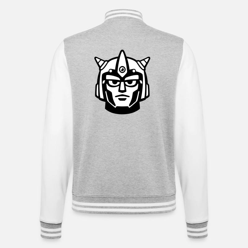 Doomforge Robot Face Helmet - College Sweat Jacket - heather grey/white