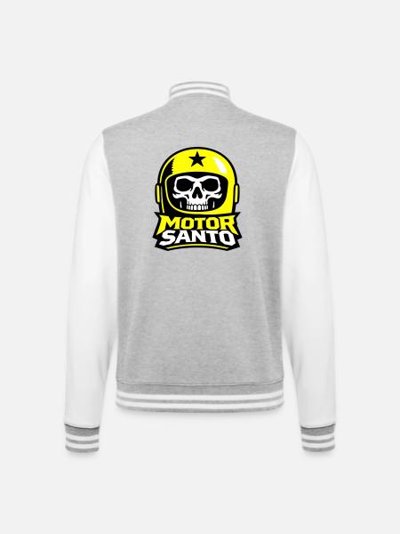 Motor Santo Skull Logo - College Sweat Jacket - heather grey/white