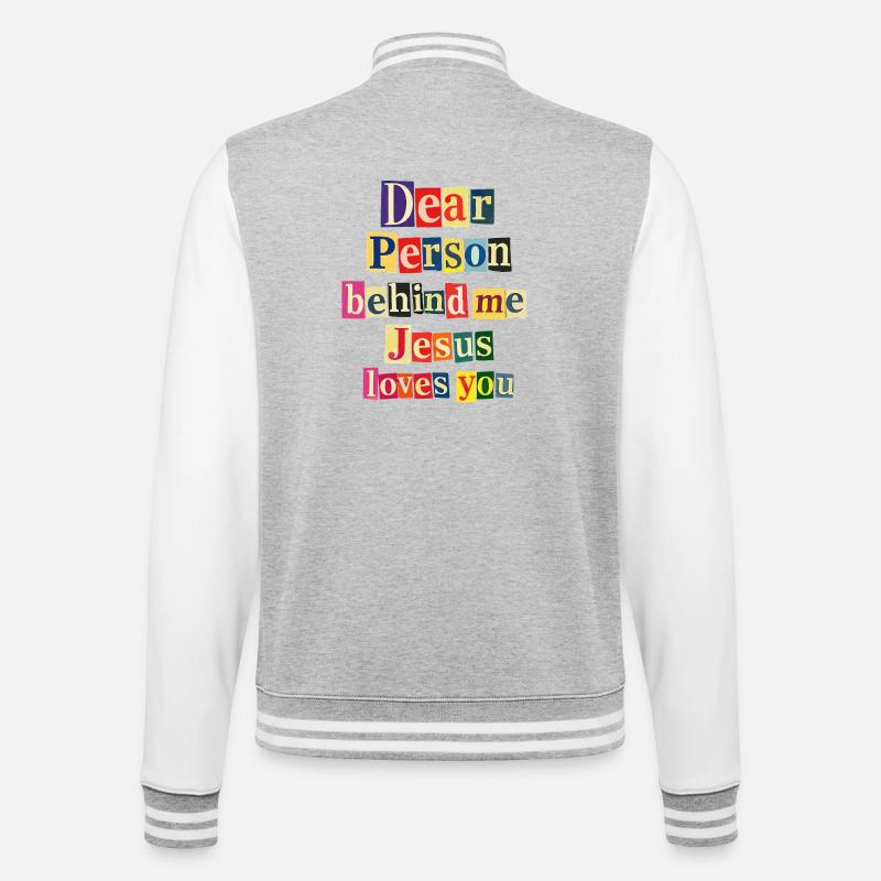 Jesus liebt dich positive Botschaft - College-Sweatjacke - Grau meliert/Weiß