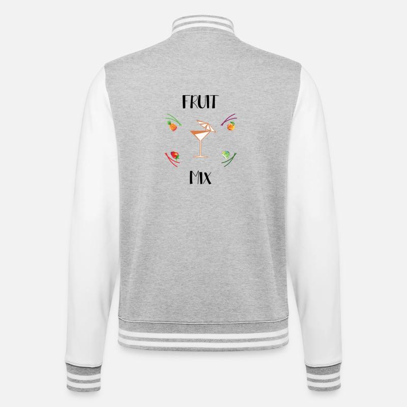 fruit mix - College-Sweatjacke - Grau meliert/Weiß