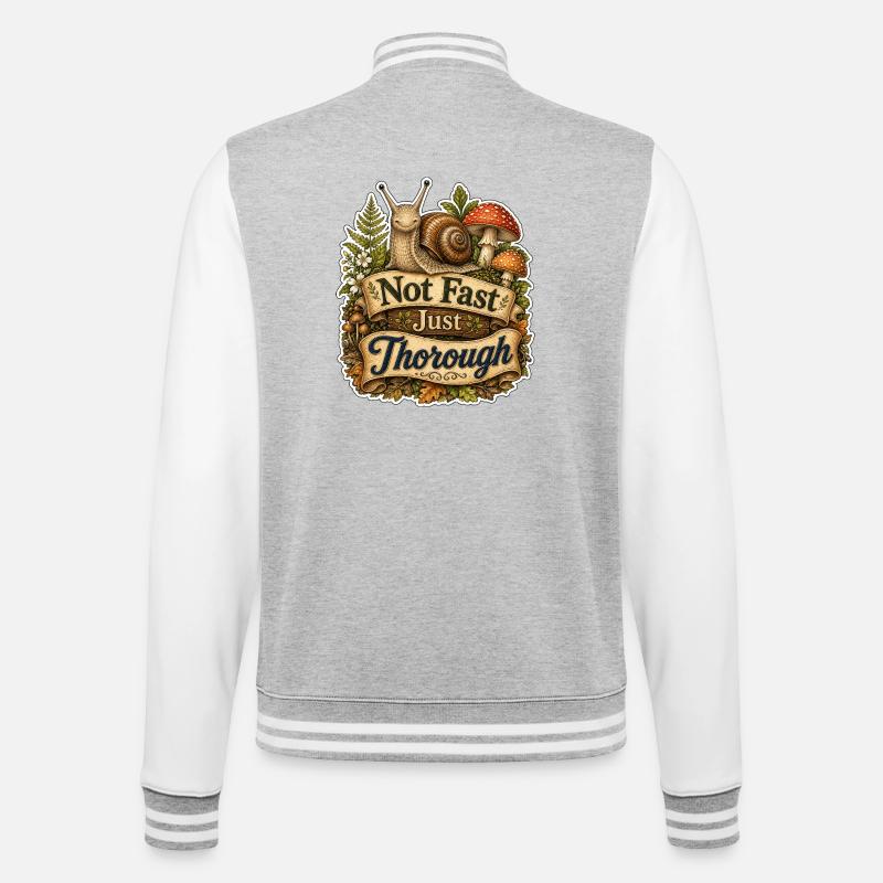 Not Fast Just Thorough - College-Sweatjacke - Grau meliert/Weiß