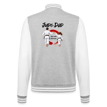 Judo Dad mit Tochter - College-Sweatjacke - Grau meliert/Weiß - Hinten - Marisol (170cm)
