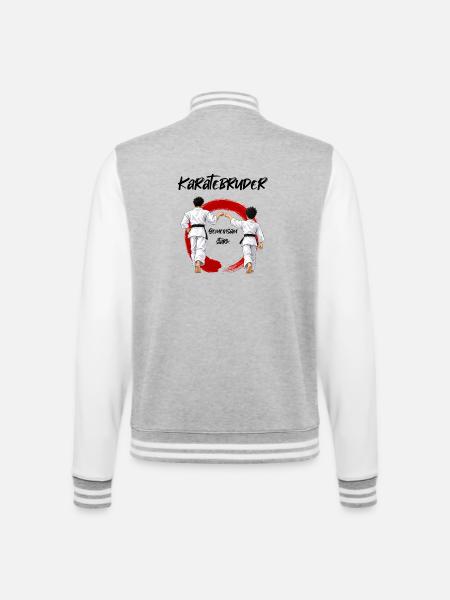 Karate Bruder mit Bruder - College-Sweatjacke - Grau meliert/Weiß
