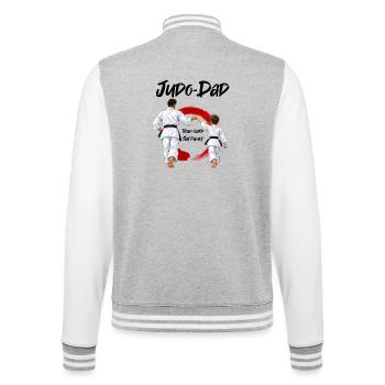 Judo Dad mit Sohn - College-Sweatjacke - Grau meliert/Weiß - Hinten - Marisol (170cm)