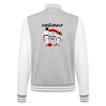 Karate Bruder mit Schwester gemeinsam stark - College-Sweatjacke - Grau meliert/Weiß - Hinten - Marisol (170cm)