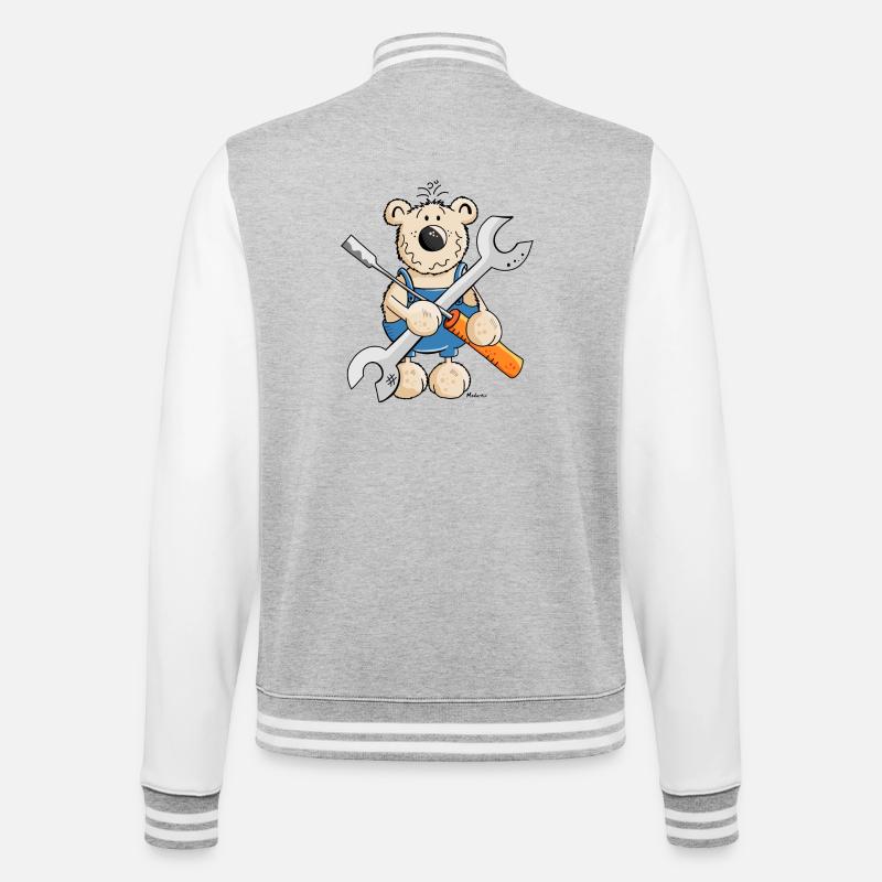 blockedName - College-Sweatjacke - Grau meliert/Weiß