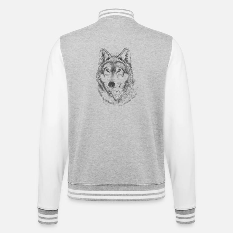 Wolf - College Sweat Jacket - heather grey/white