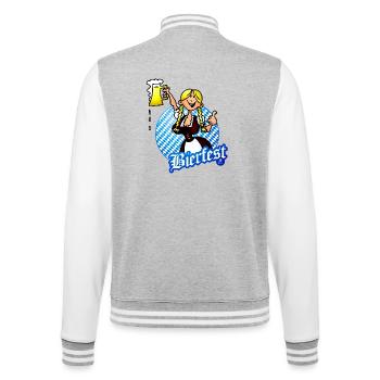 Bierfest Cheers Girl Illustration - College-Sweatjacke - Grau meliert/Weiß - Hinten - Marisol (170cm)