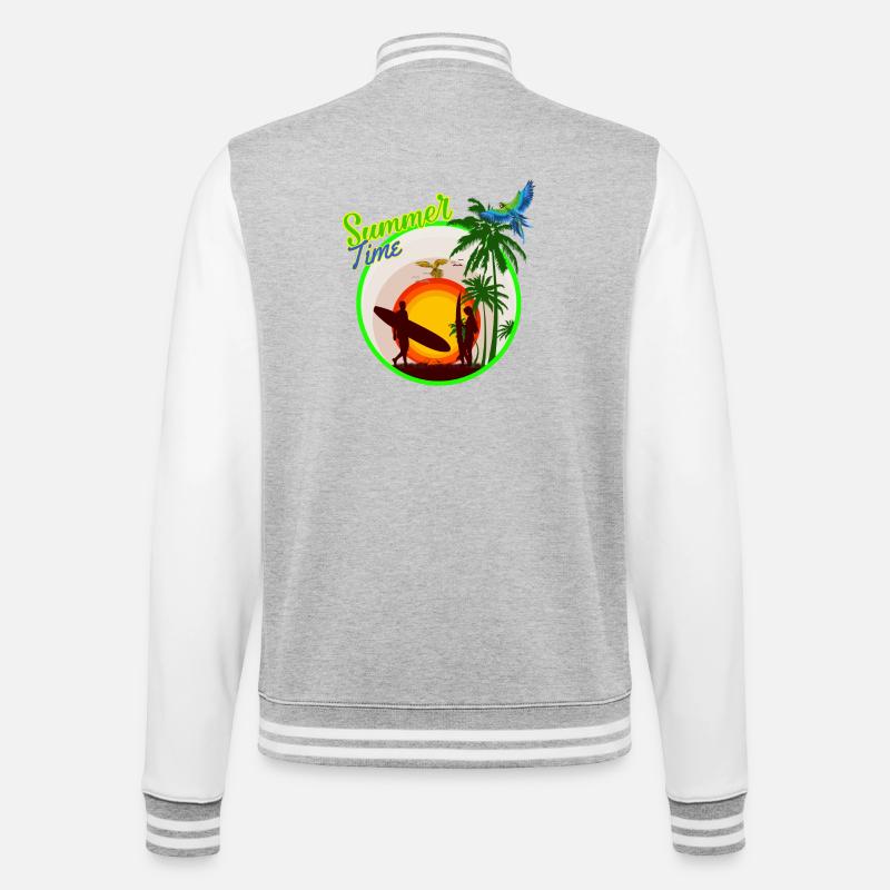 Sommerzeit - College-Sweatjacke - Grau meliert/Weiß