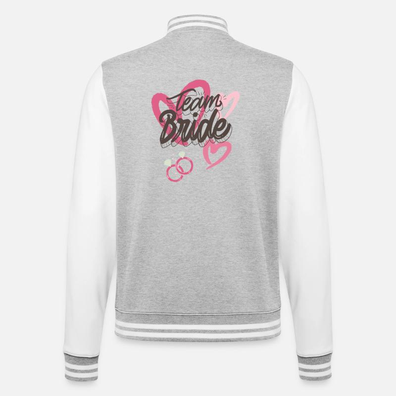 Cute Bride to Be Sweatshirt, TeamBride - College Sweat Jacket - heather grey/white