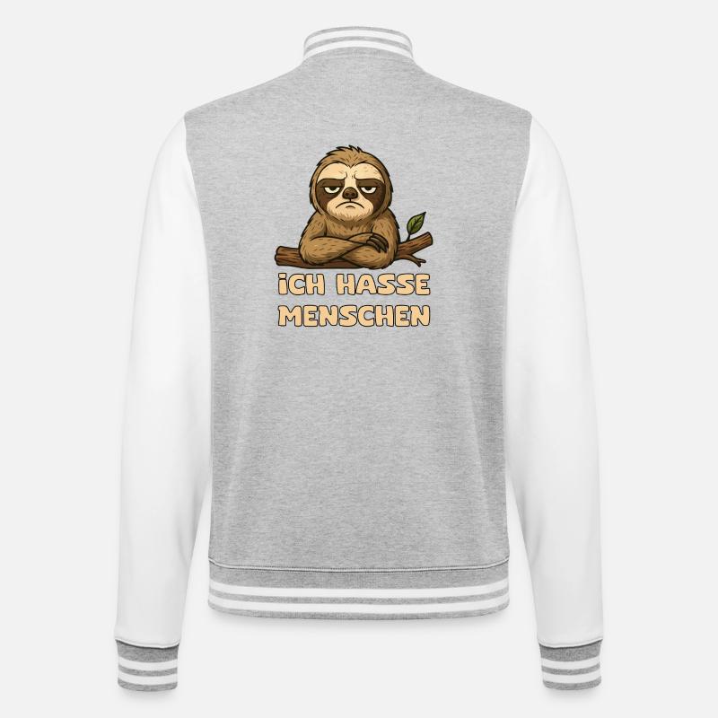 Humorous sloth saying with irony - College Sweat Jacket - heather grey/white