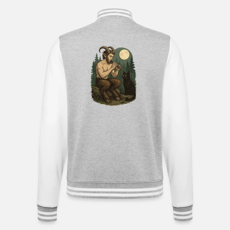 Nuit Forêt Démon Flûte Faune - Veste Teddy - gris chiné / blanc