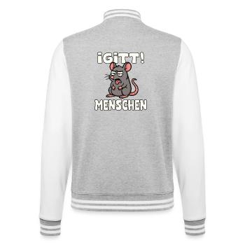 Rat with Tongue iGITt HUMANS - College Sweat Jacket - heather grey/white - Back - Marisol (170cm)