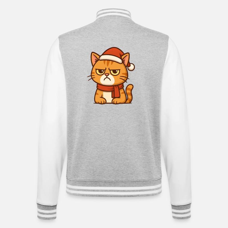 Grummiger Weihnachtskater - Veste Teddy - gris chiné / blanc