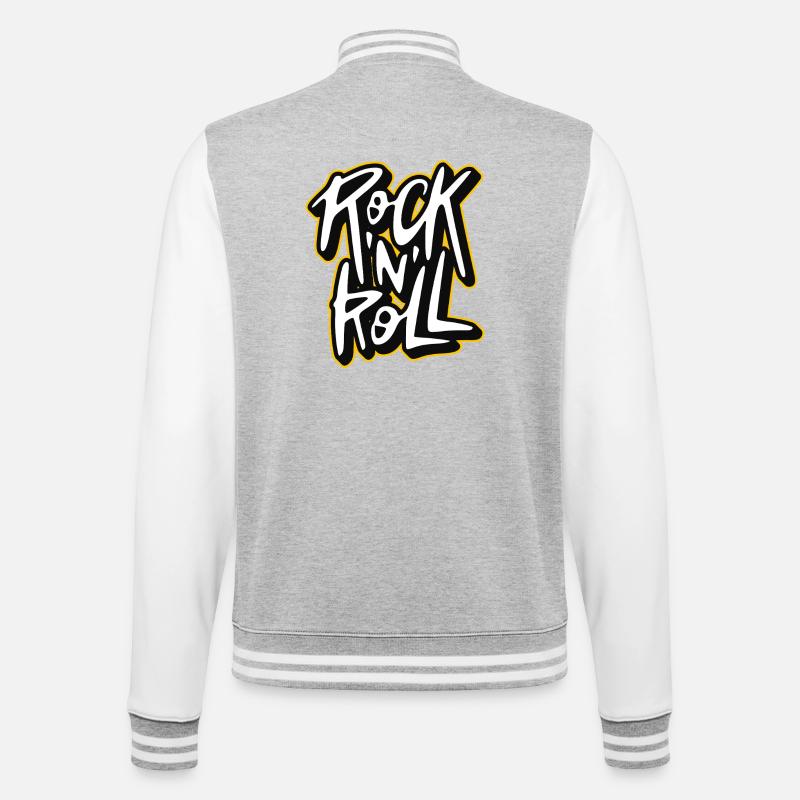 Rock 'n' Roll Graffiti-Stil Skript-Logo - College-Sweatjacke - Grau meliert/Weiß