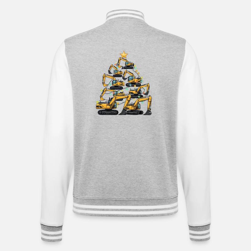 Funny Excavator Christmas Tree Gift - College Sweat Jacket - heather grey/white